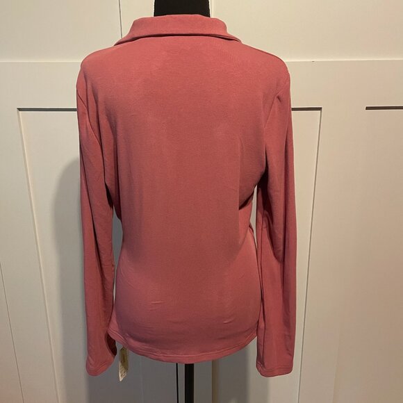 OGL MOVE Collared Surplice Top THERMAL ECO-MOUSSE ROSE NWT SIZE XL - Picture 2 of 11